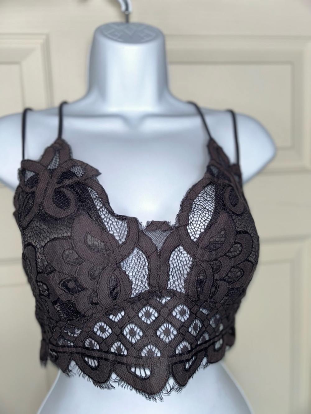Lace Crop Bralette Top in Deep Gray